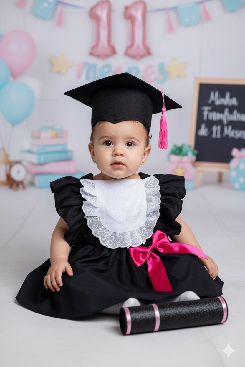 🎓 Romper Jardineira Formatura – Conclusão de Mesversário
