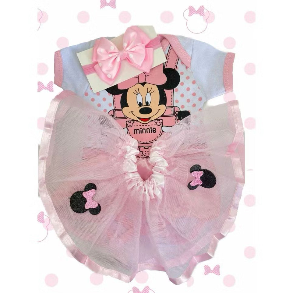 Body Bebê Infantil Mêsversário Temático Minnie Rosa