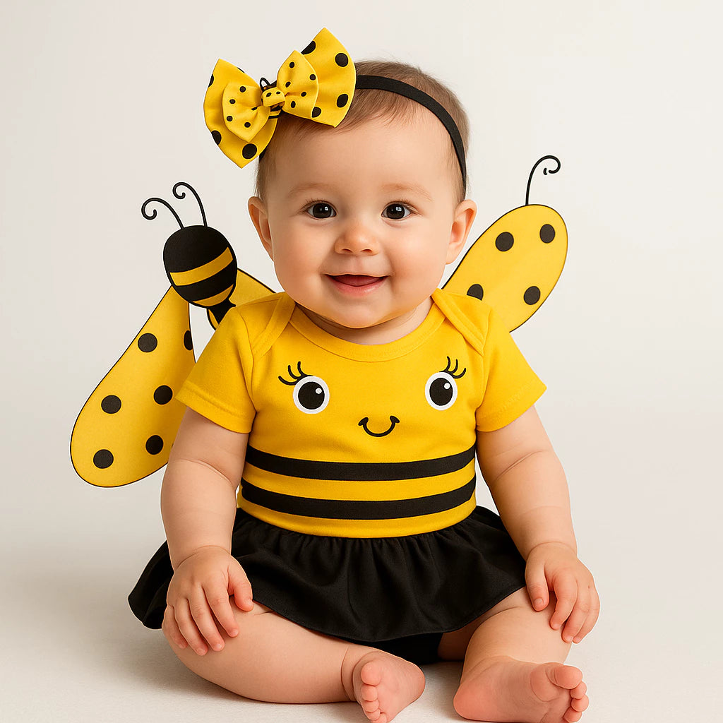 Body Bebê Infantil Menina Temático Abelhinha