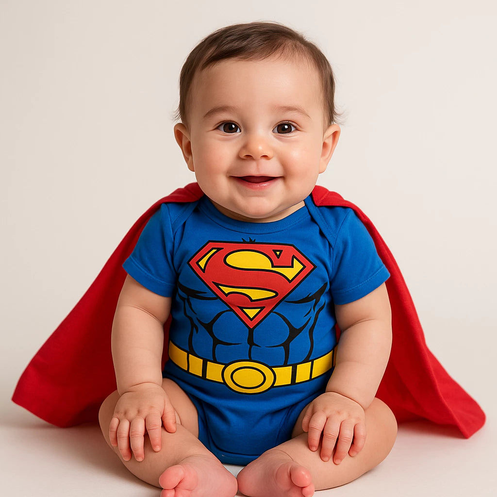 Body Bebê Infantil Menino Mêsversário Temático Superman