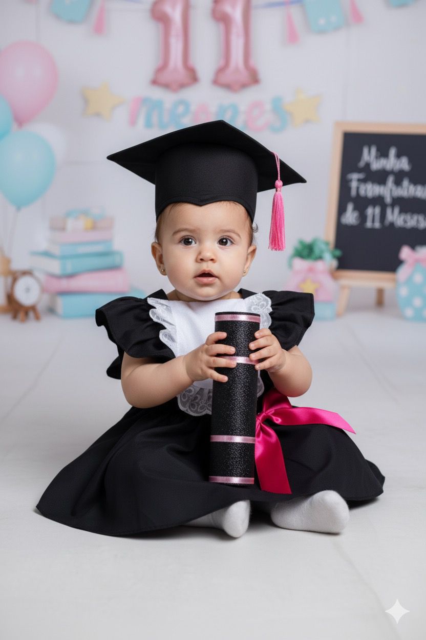 🎓 Romper Jardineira Formatura – Conclusão de Mesversário