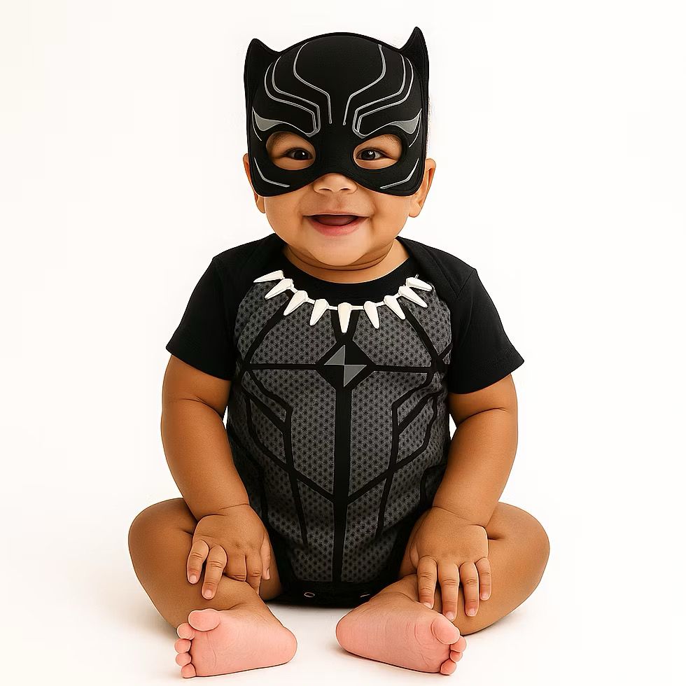 Body Bebê Infantil Mêsversário Temático Pantera Negra